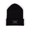 Kairo Embroidered Cuffed Beanie — Minimal Retro Pixel Logo Knit Hat