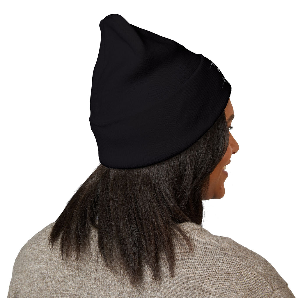 Kairo Embroidered Cuffed Beanie — Minimal Retro Pixel Logo Knit Hat