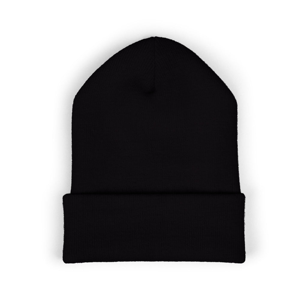 Kairo Embroidered Cuffed Beanie — Minimal Retro Pixel Logo Knit Hat